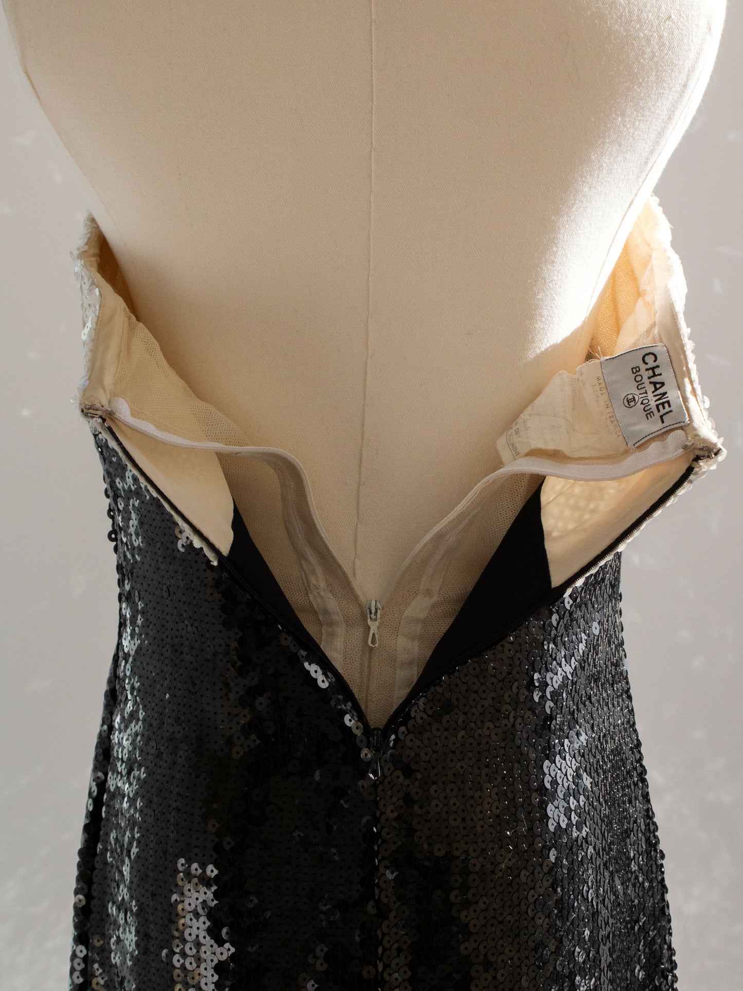 chanel vintage spring 1987 black white sequin embellished bow mini dress 8