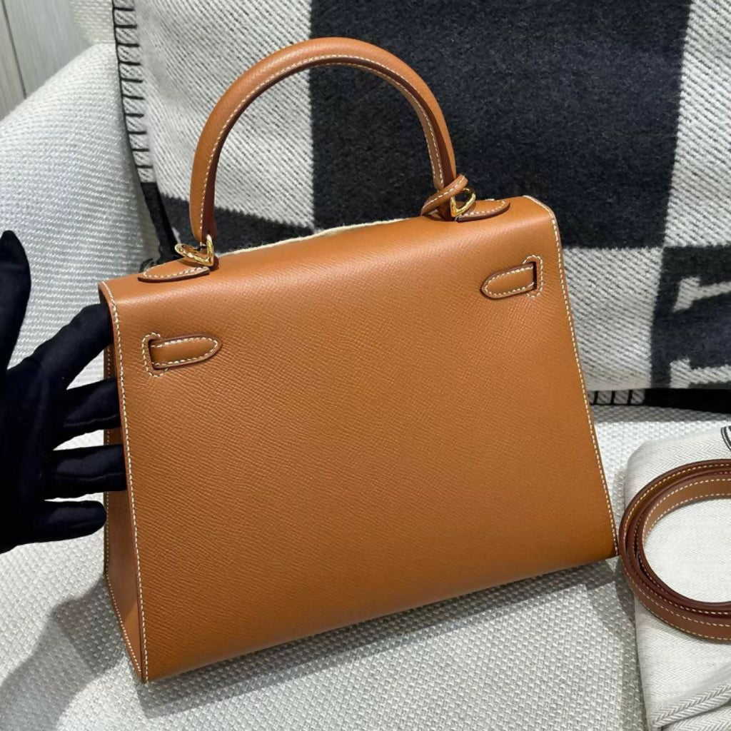 Hermès Kelly 25 – Golden Brown Epsom Leather with Gold Buckle