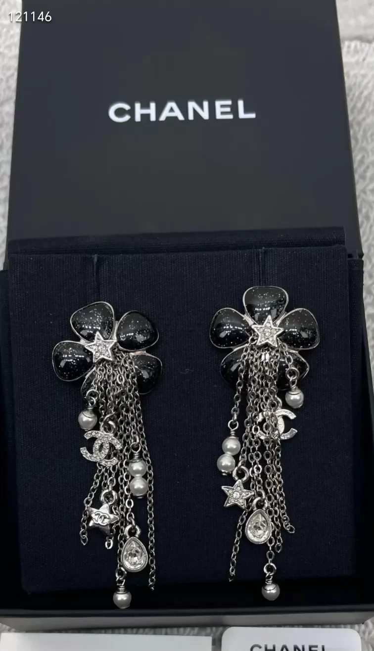 Chanel 26C Pearl and Crystal Tassel Earrings