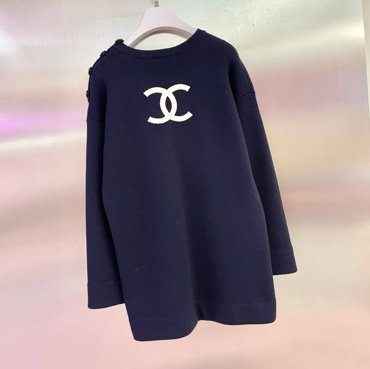 CHANEL Vintage Chanel navy blue logo dress - Medium Dress - Vintage fashion from Top Quality Luxury Designers Bag