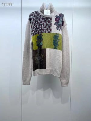 Hermes floral cashmere knit turtleneck Mens sweater