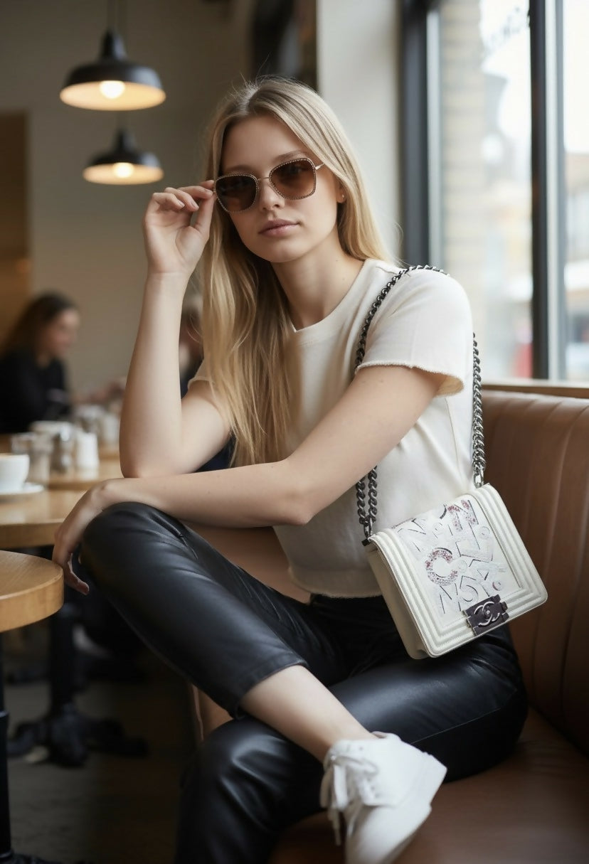 Rare Chanel 14S Limited Edition Graffiti Lambskin Small Boy Bag