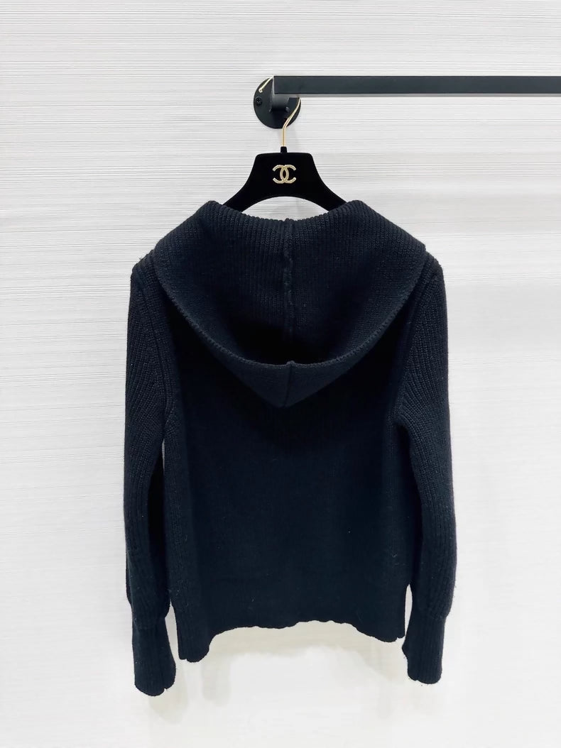 Chrome hearts cross-patterned cashmere zip-up jacket