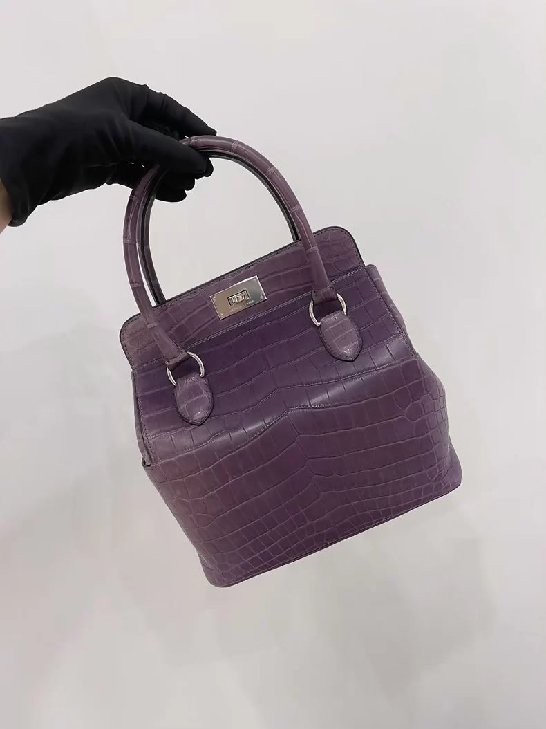 Hermès Tool Box 20 Purple matte Crocodile palladium hardware