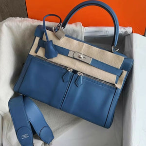 Hermès Kelly Lakis 28 7E Blue with palladium hardware