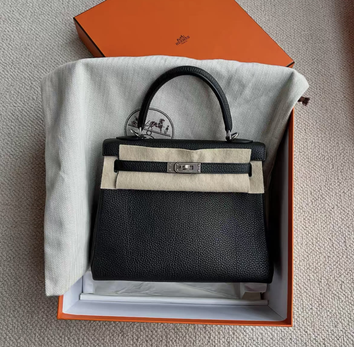 Hermès Hermes Kelly 25 black togo leather palladium hardware - 25 Crossbody Bag - Used fashion item from Top Quality Luxury Designers Bag