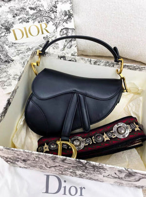 Dior saddle bag black gold