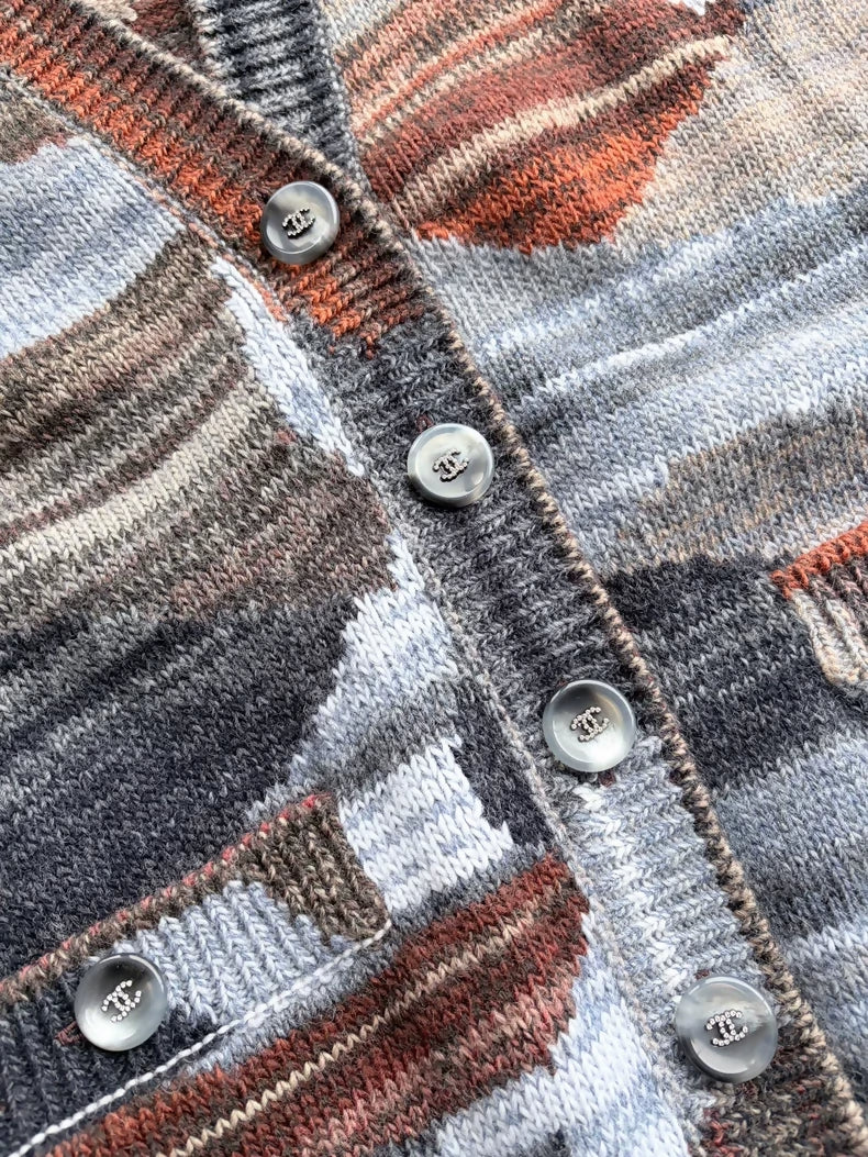 Chanel 24A Printed Cashmere Cardigan