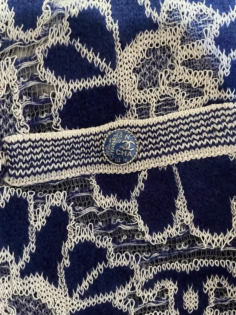 Chanel 21SS blue Knit Floral Dress