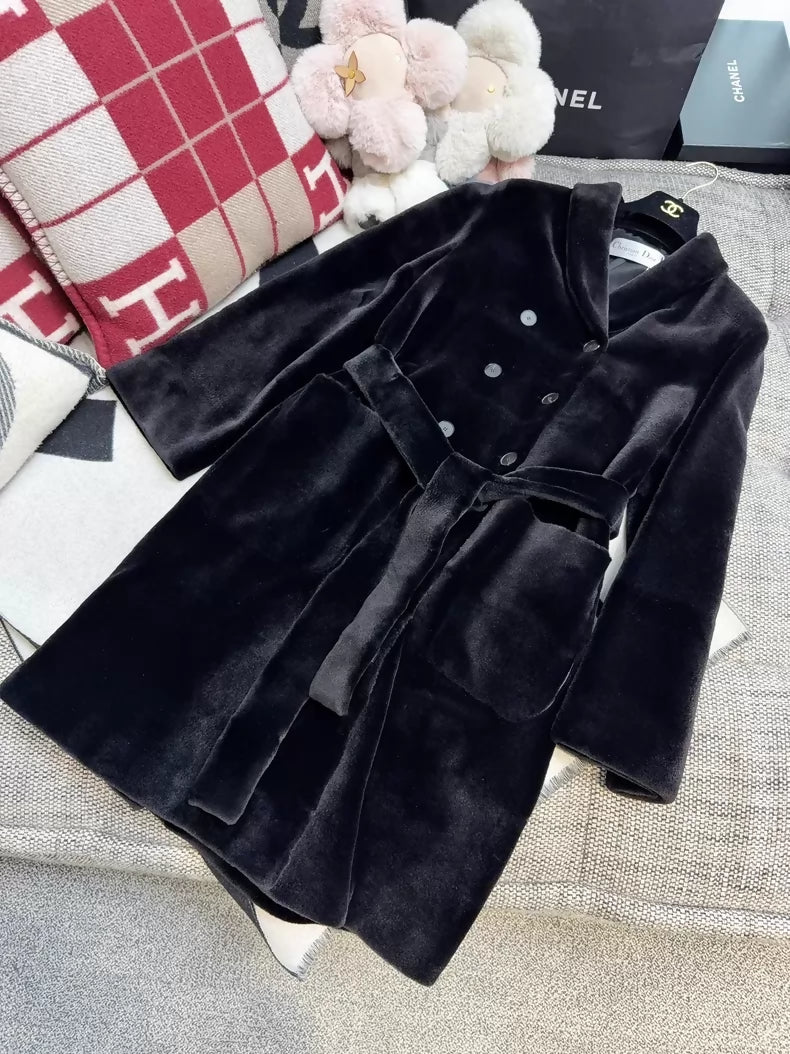 Dior black mink fur coat
