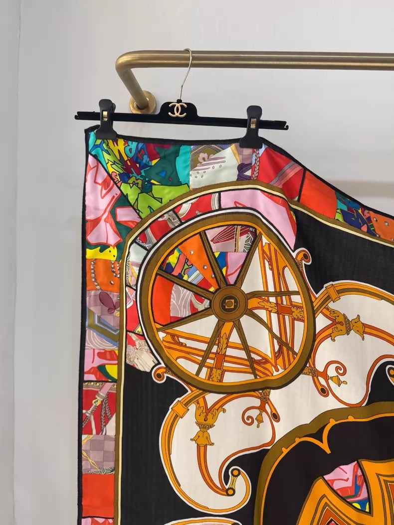 Hermes limited edition silk and cashmere scarf
