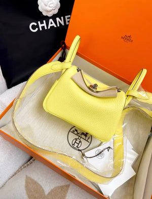 Hermes Mini Lindy 20 Limoncello Clemence Palladium Hardware