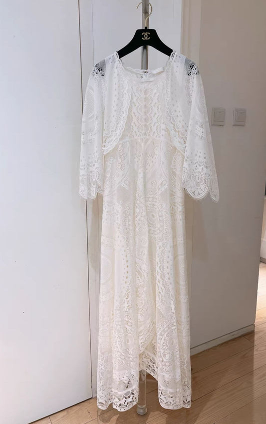 Chloé Chloe White Lace Dress - 34 Dress - Vintage fashion from Top Quality Luxury Designers Bag