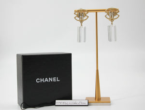 Chanel Vintage 01P Acrylic Rectangular Ice Cube Dangle Clip-on Earrings
