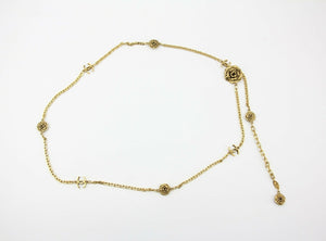 Chanel Vintage 83 Gold Plated Camellia Flower Gold Waist Chain / Necklace