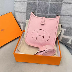 Hermes mini evelyne 3Q Rose Sakura Togo Leather Palladium Hardware