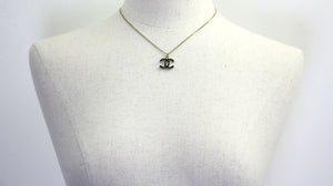 Chanel Vintage 06V Enamel Classic Black CC Light Gold Necklace