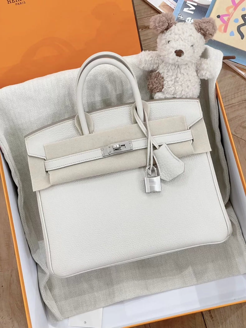 Hermès Birkin 25 White Beton 8L Togo Leather Palladium hardware