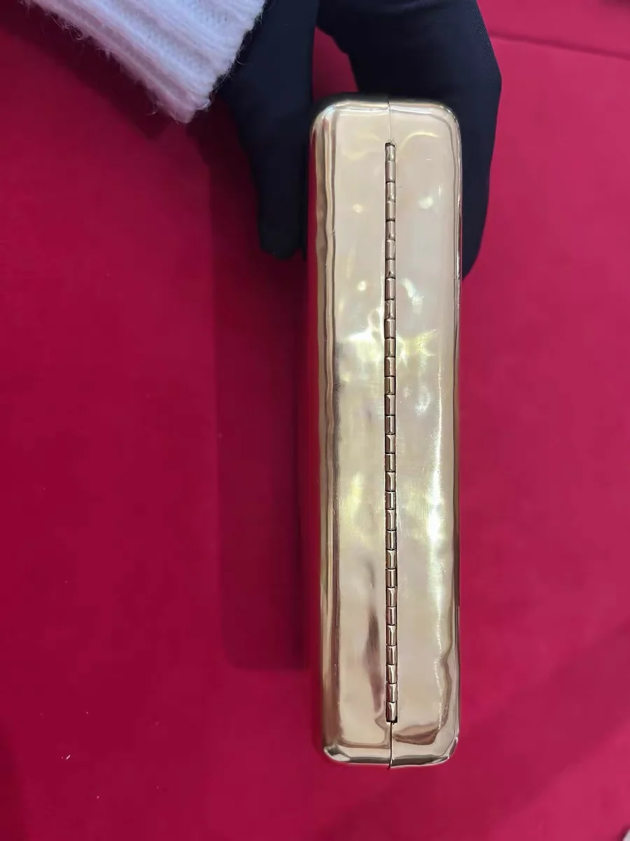 Chanel Hammered Gold Metal Bullion Bar Minaudière Clutch Gold Hardware