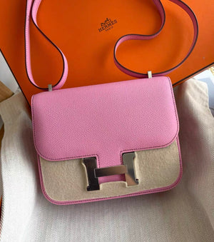 Hermes Pink Epsom Leather Mini Constance Bag