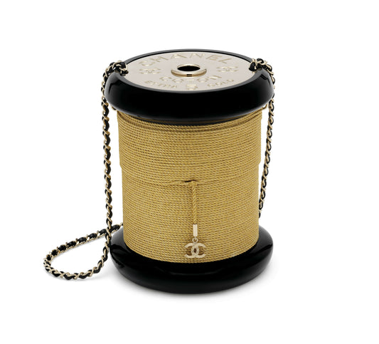 Chanel Limited Edition Runway Spool Evening Bag Gold  Black Lucite – Fall 2016