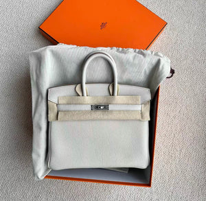 Hermes birkin 25 8L glacier white palladium hardware togo leather U-engraved