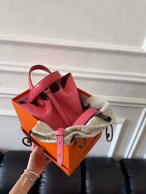 Hermès Picotin Touch lipstick pink crocodile leather gold hardware