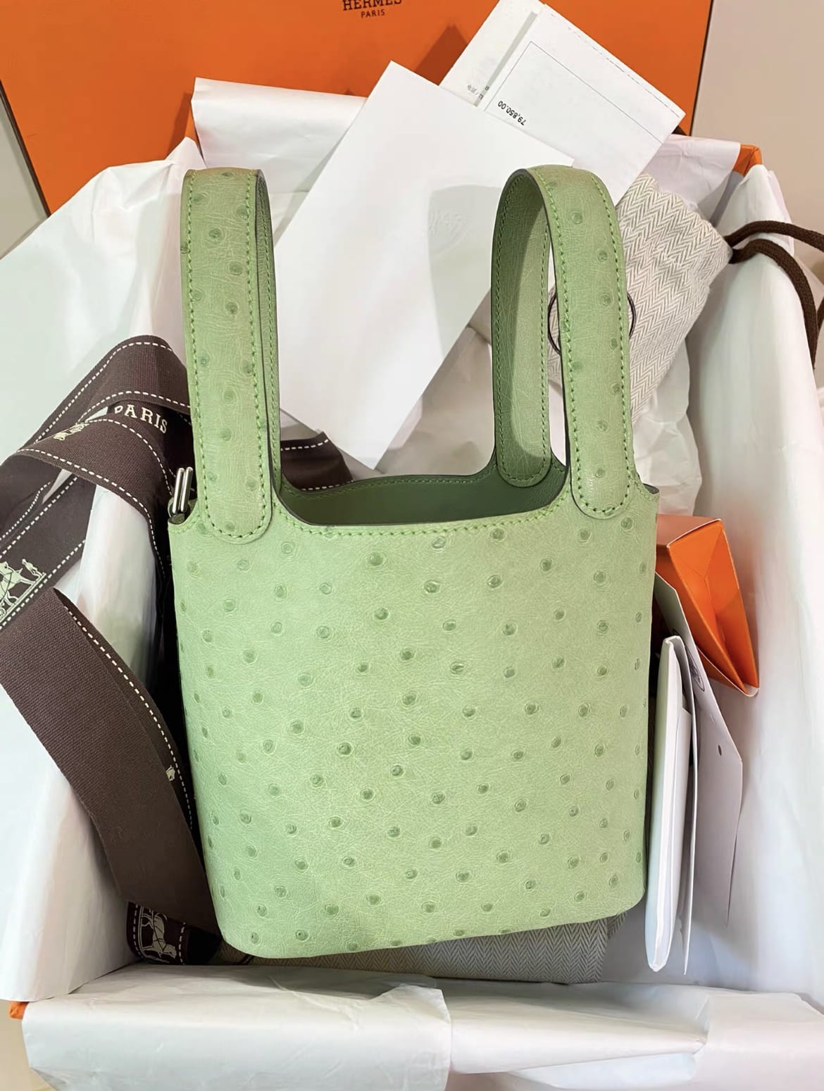Hermès Hermès Picotin Micro Ostrich Vert Criquet - 18 Bucket Bag - Secondhand luxury from Top Quality Luxury Designers Bag