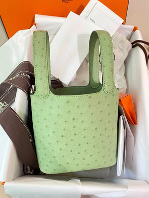 Hermès Picotin Micro Ostrich Vert Criquet