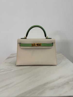 Hermès Kelly 20 HSS Craie / Vert Criquet GHW B 2023