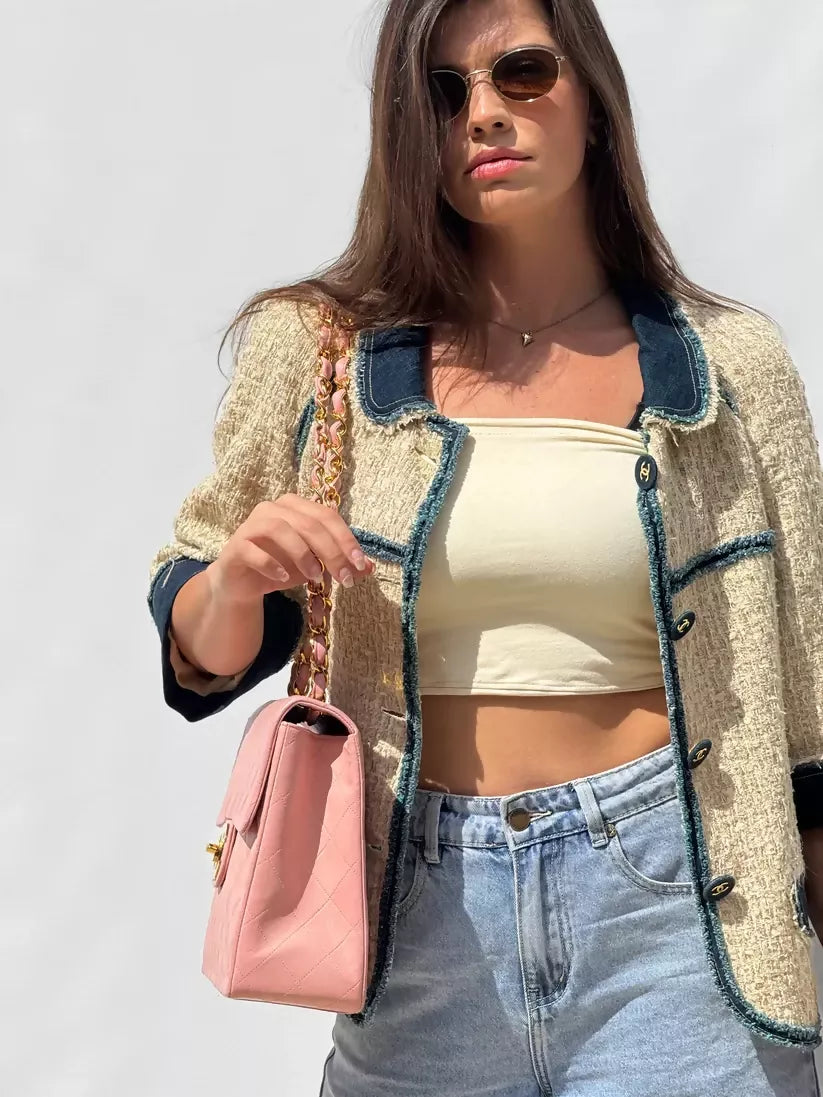 Chanel Vintage 1991 Pink Vintage Lambskin Maxi Flap Bag