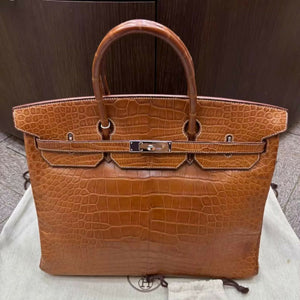 Rare Hermes Birkin 40 Gold Brown Matte Crocodile Leather with Palladium Hardware