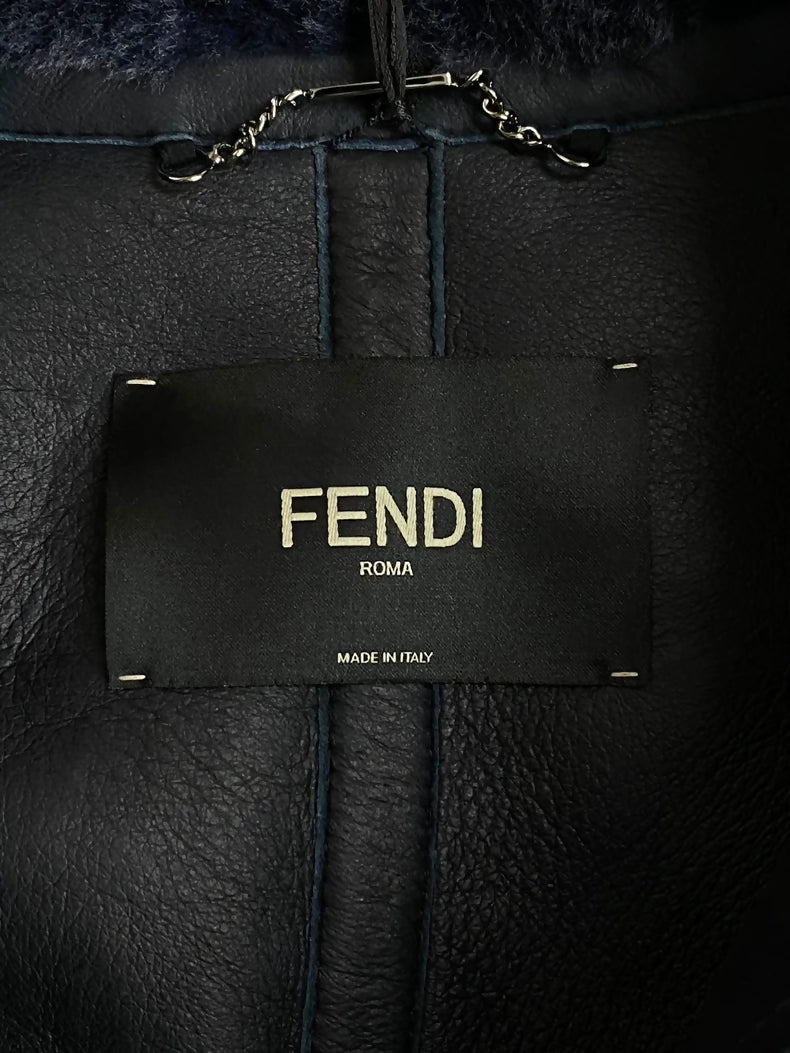 FENDI dark blue fur coat