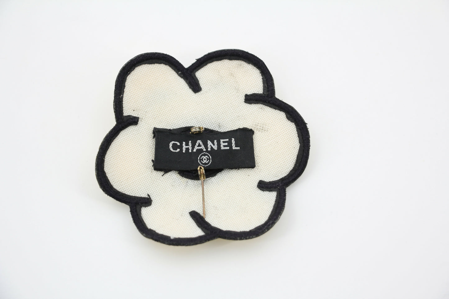 Chanel Vintage 95 Yellow Embroidered Camellia Brooch