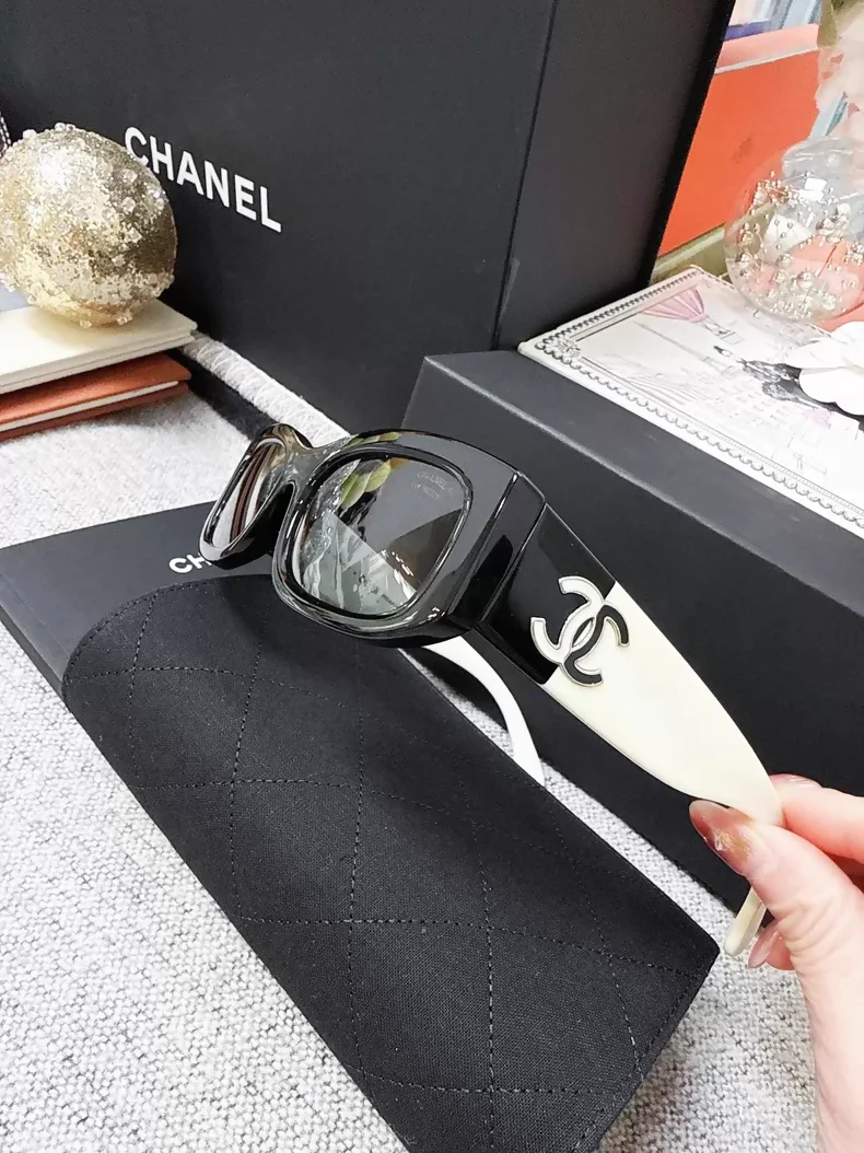 Chanel black and white double C sunglasses