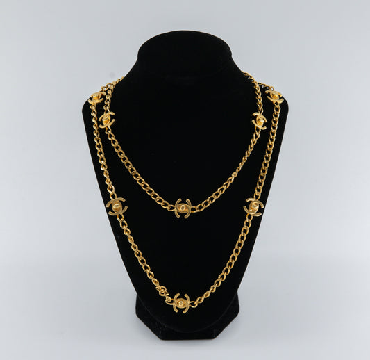 Chanel Vintage CC Gold Turnlock Necklace
