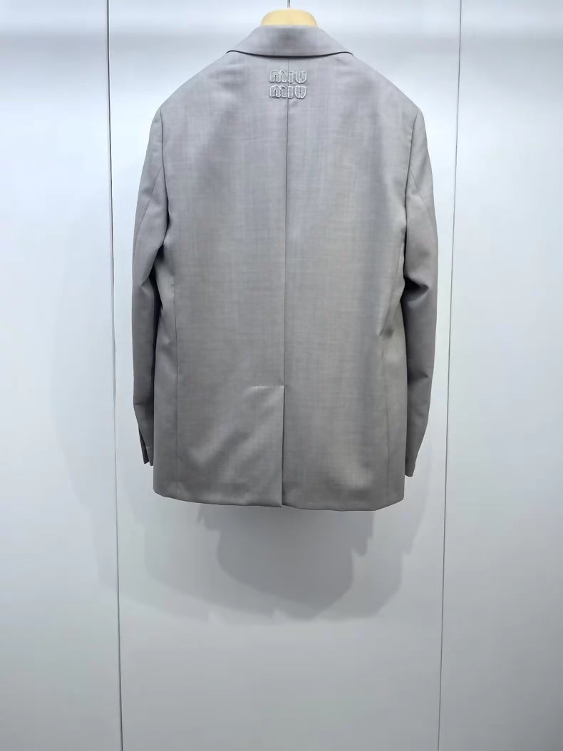 Miu Miu logo patch suit jacket