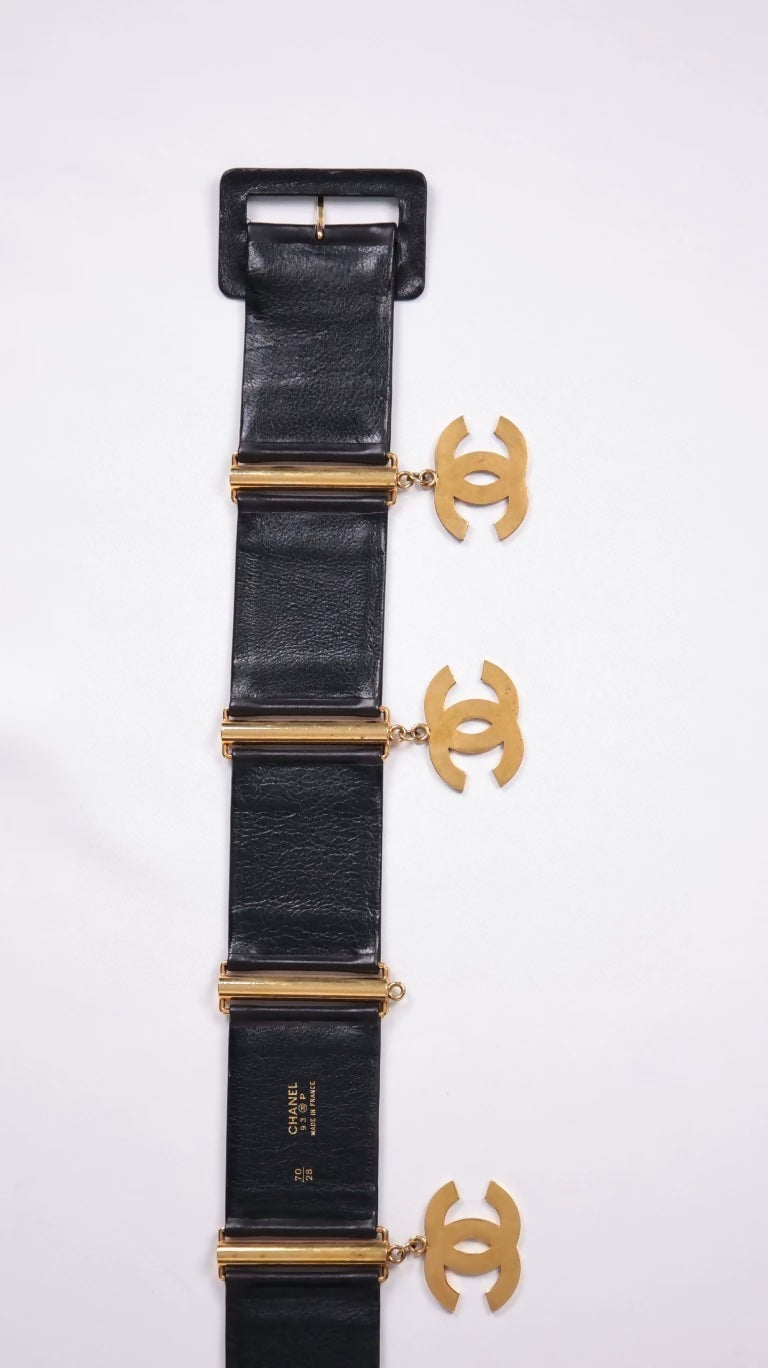 1993 Chanel CC pendant, black wide belt