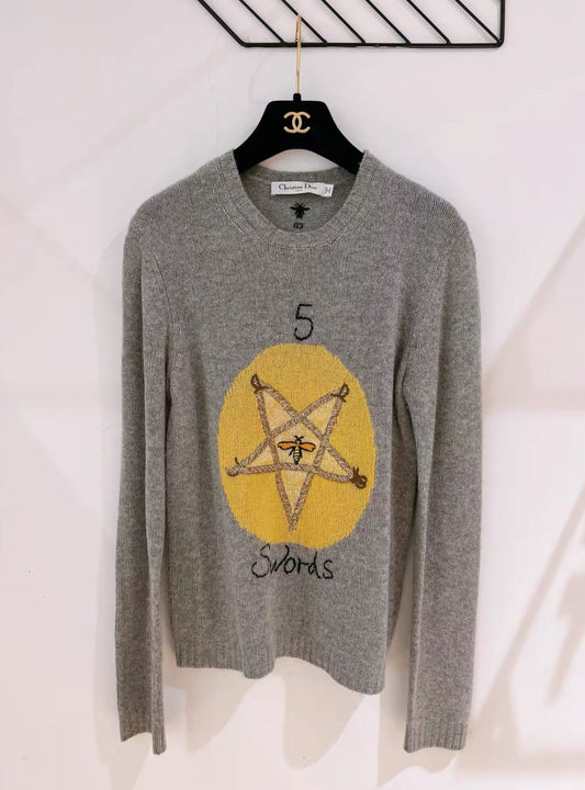 DIOR Dior pentagram cashmere sweater - Medium Top - Vintage fashion from Top Quality Luxury Designers Bag