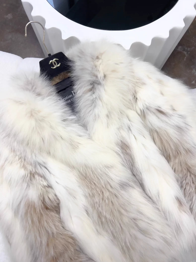 Dior white fur coat