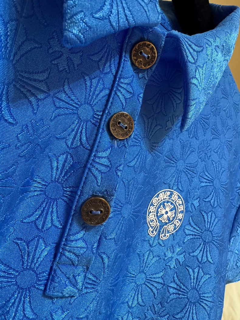 Chrome Hearts Blue Pattern Polo Shirt