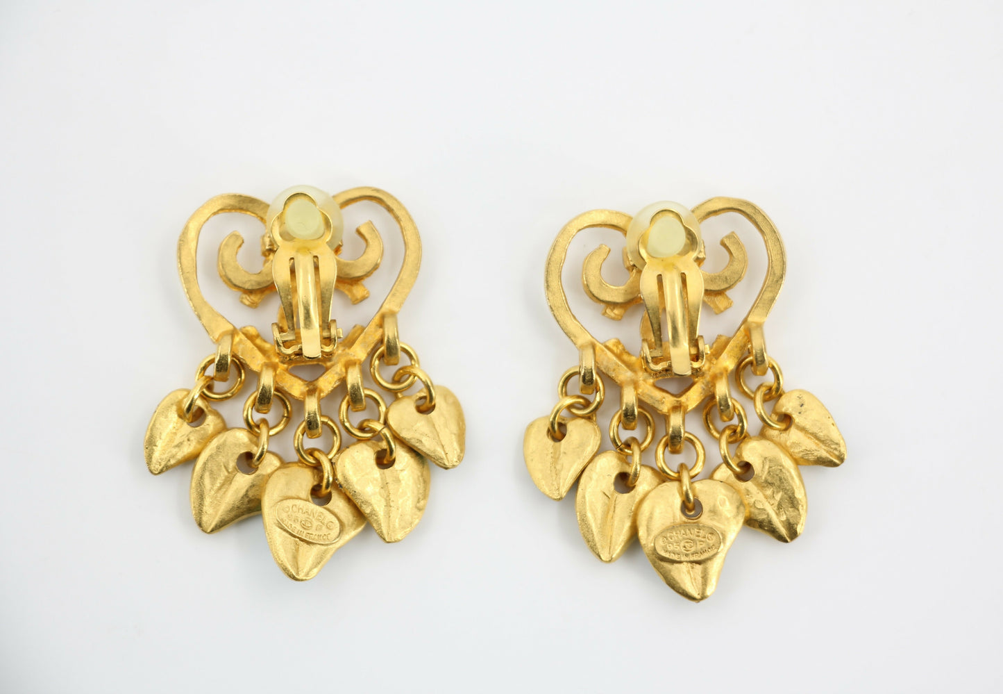 Chanel Vintage 95P Turquoise  Gold Plated Heart Dangle Earrings