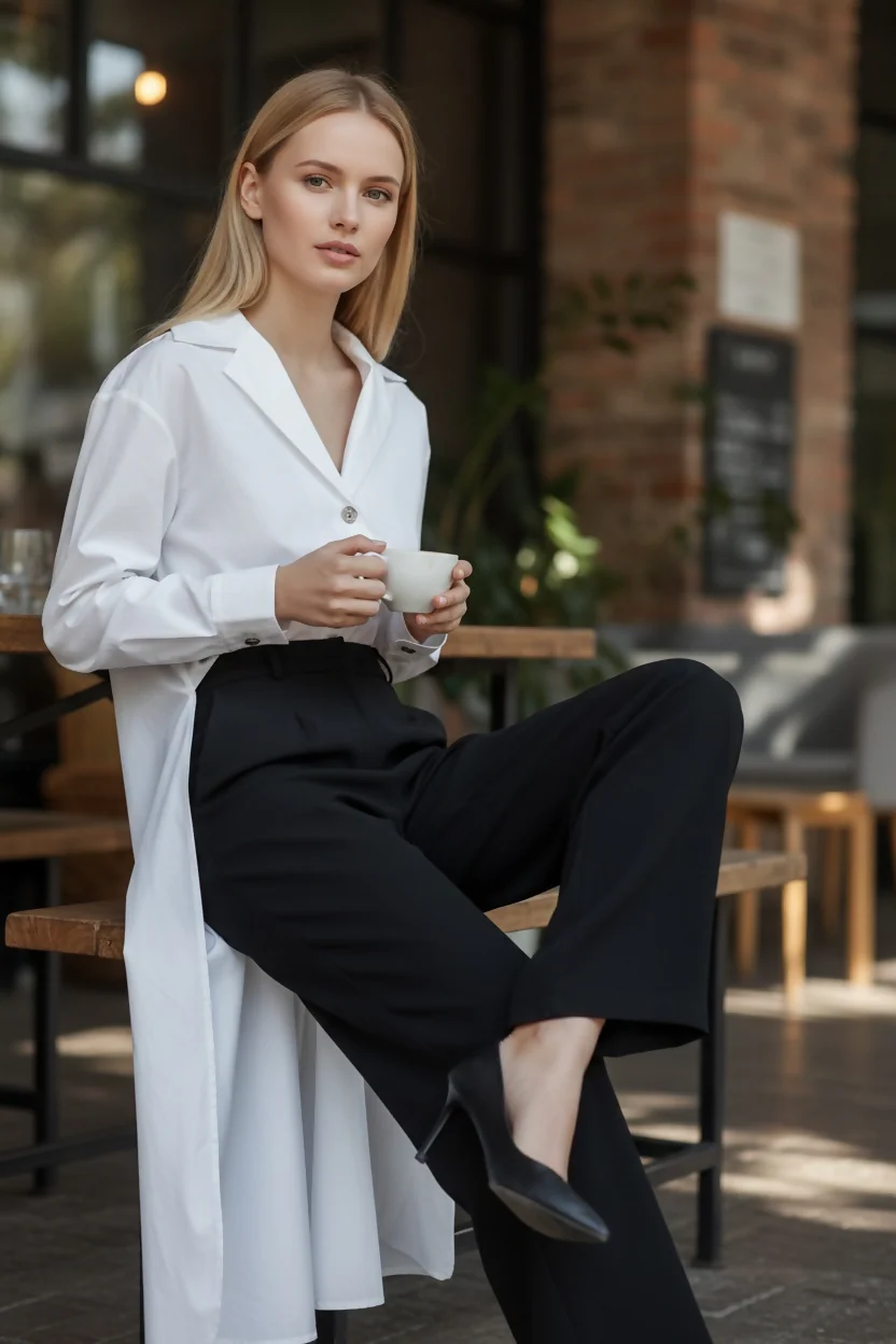 NWT Chanel 23C Monte-Carlo Runway Long Tuxedo Dress Shirt Blouse FR 40