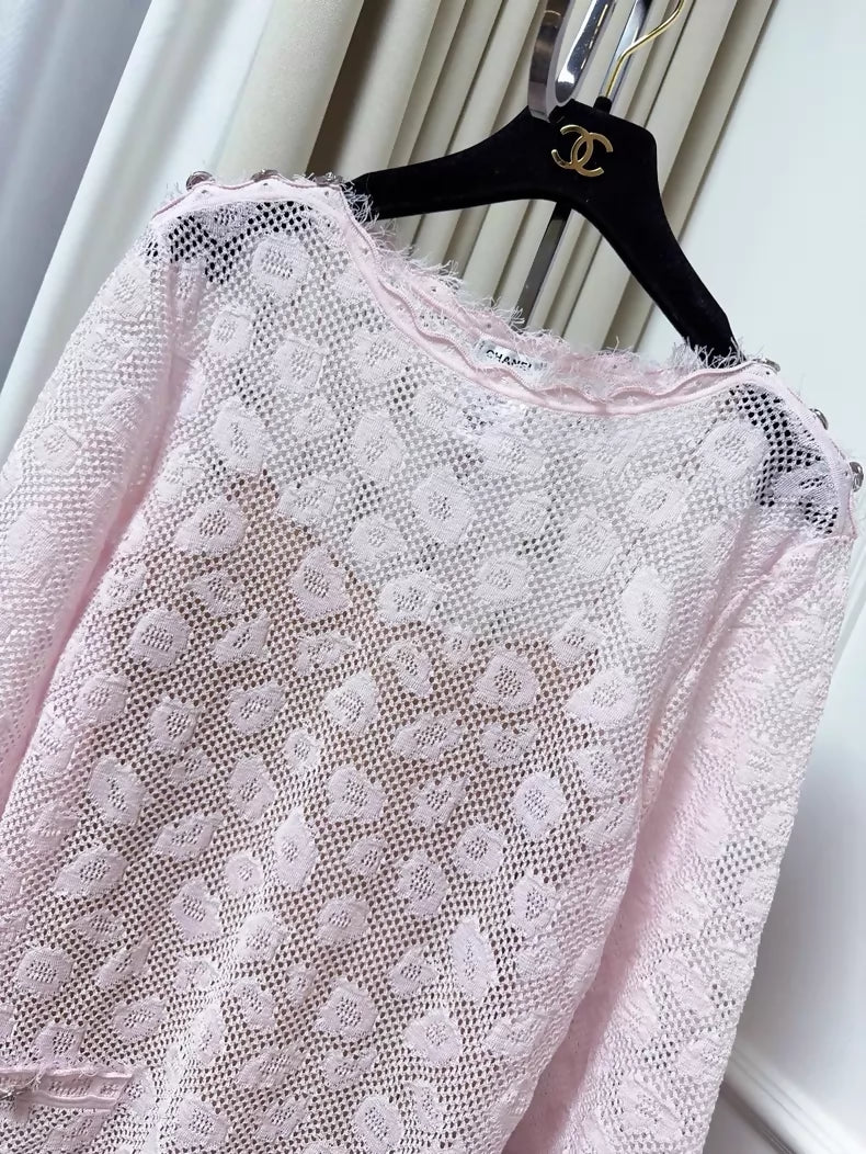 Chanel pink lace camellia dress