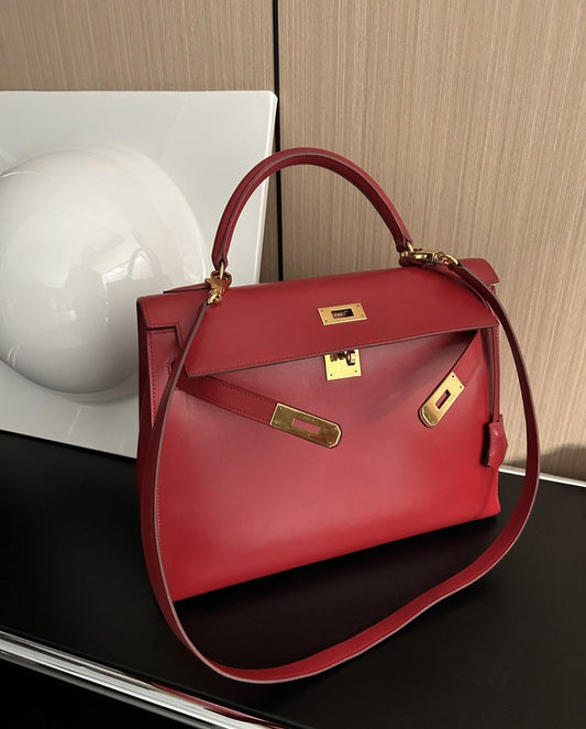 Hermès Hermes red gold Kelly 32 - 32 Crossbody Bag - Vintage fashion from Top Quality Luxury Designers Bag