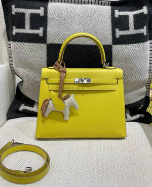 Hermes Kelly 25 Sellier Lime Epsom Palladium Hardware
