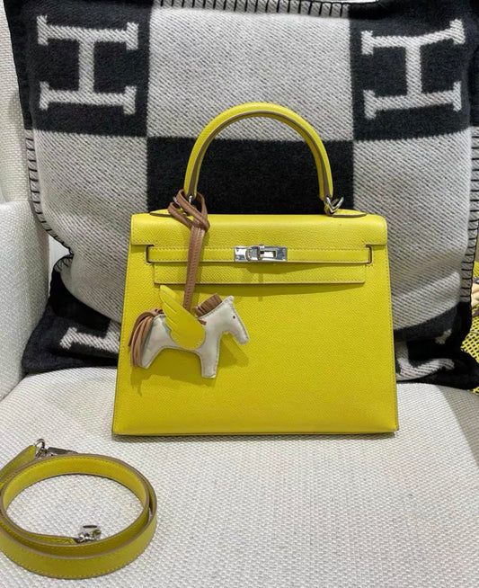 Hermès Hermes Kelly 25 Sellier Lime Epsom Palladium Hardware - 25 Crossbody Bag - Used fashion item from Top Quality Luxury Designers Bag