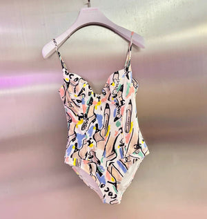 Vintage Chanel graffiti swimsuit