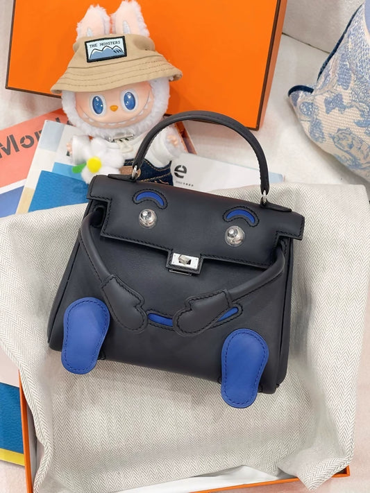 Hermès Kelly doll, indigo and royal blue swift leather palladium hardware