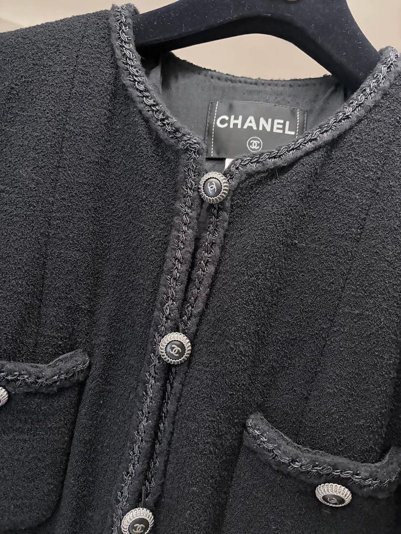 Chanel 08A Black Tweed Jacket